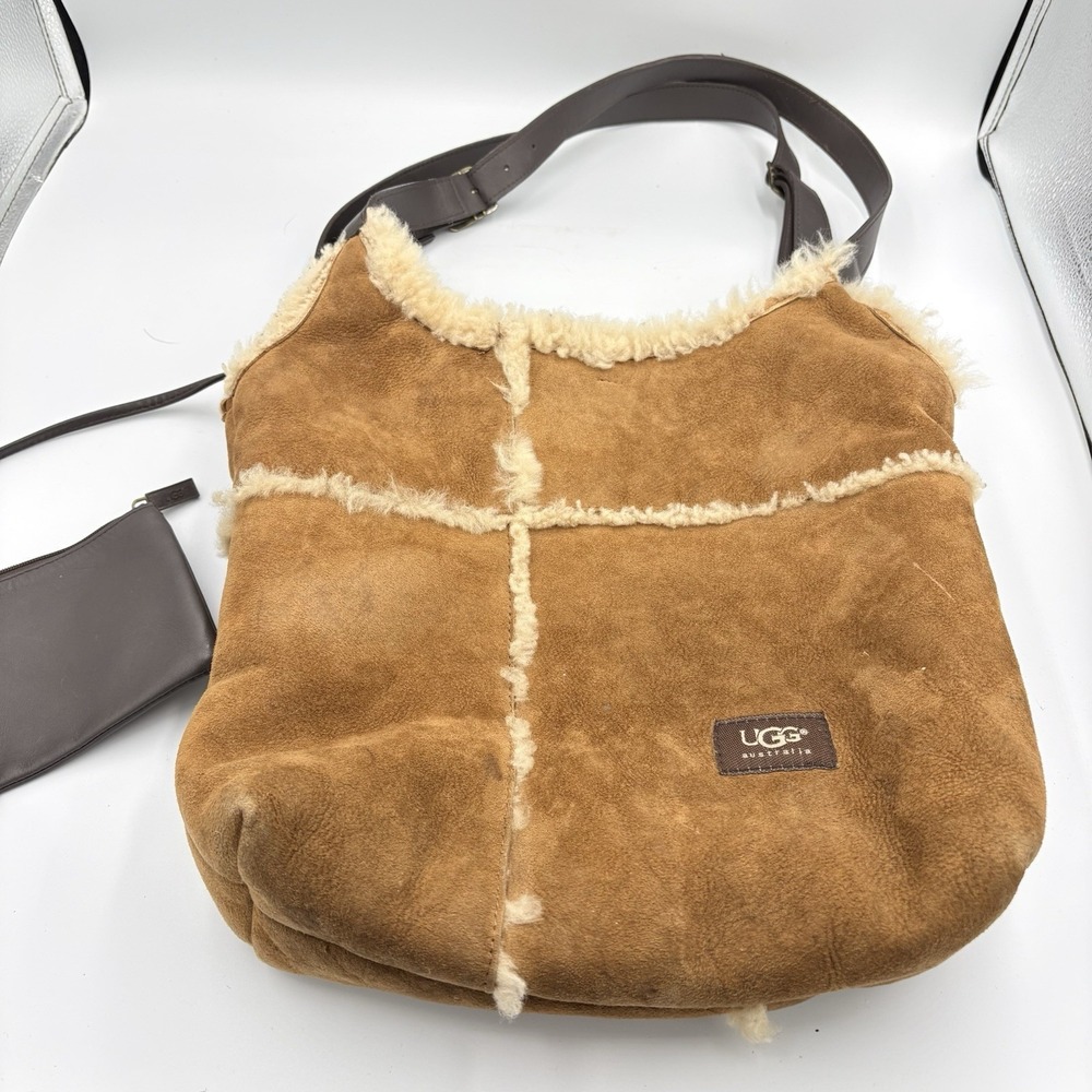 UGG Women's Brown Suede Bag/Purse/Tote w/Shearling Lining, Austrailia